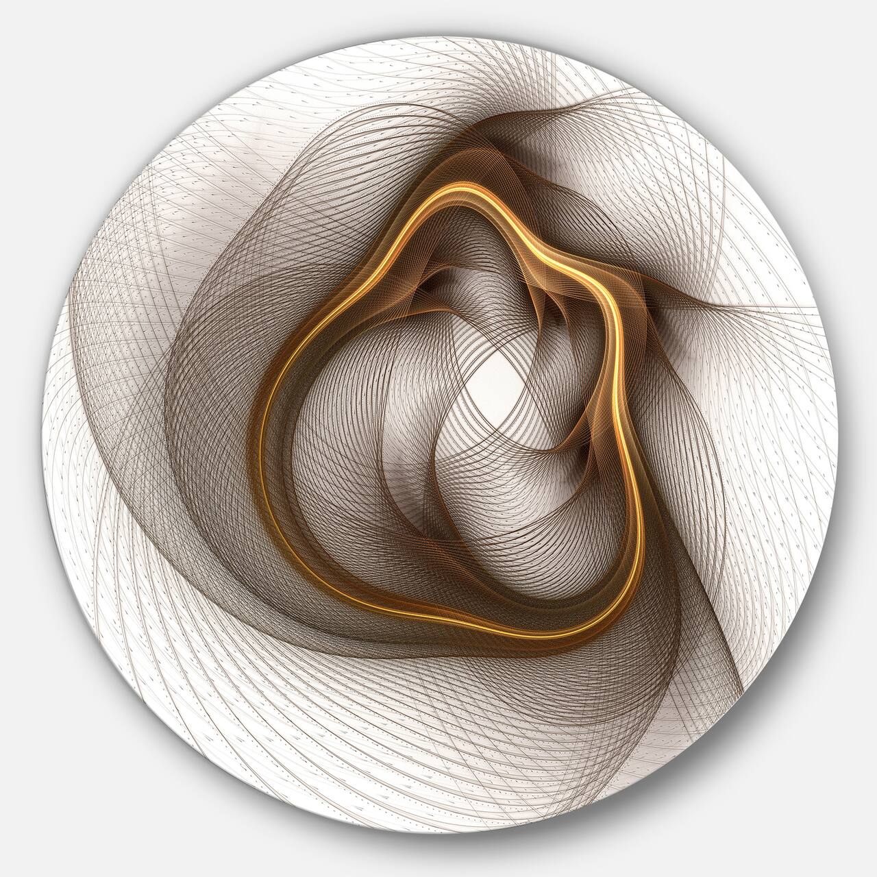 Designart - Brown Abstract Fractal Flower' Floral Circle Metal Wall Art